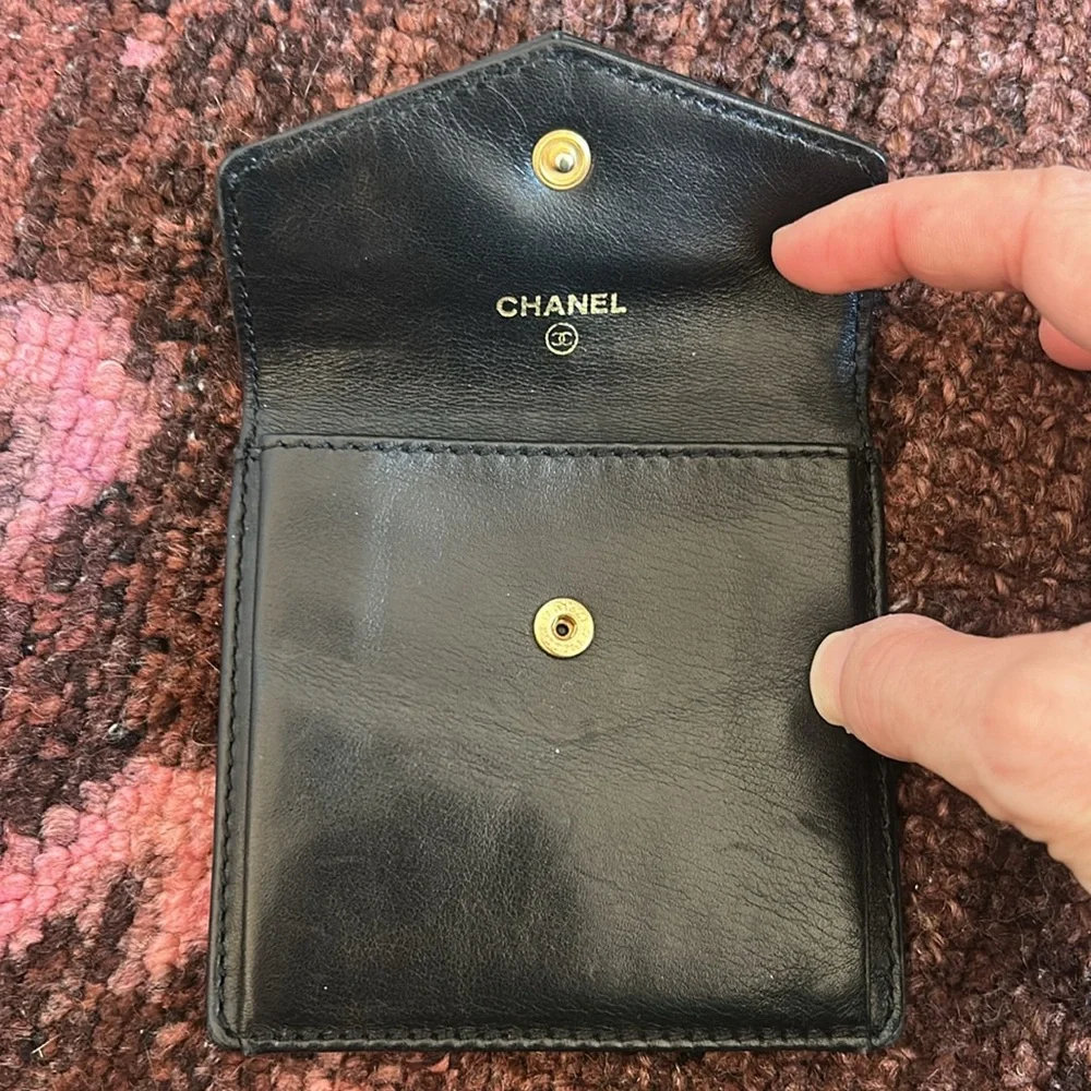 Chanel Vintage Leather Black Small Wallet